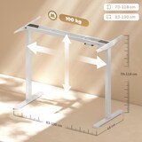 thumbnail of Elektrisches Schreibtischgestell Weiß 118x130x45 cm mit 2 Motoren, LED Anzeige, 3 Speicherplätzen, Kollisionsschutz, leise, pulverbeschichteter Stahl