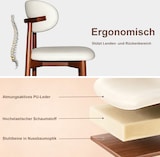 thumbnail of Merax 2er Set Esszimmerstühle, Beige PU, Massivholzstuhl mit Walnussfarbenem Holzrahmen, gepolsterter Sitzfläche & ergonomischer Rückenlehne