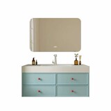 thumbnail of Waschbecken aus Keramik,Badmöbel Set,100x55 cm, Badezimmermöbel,Bad Schränke,Waschtisch,LED-Spiegel,Blau /LSC100/