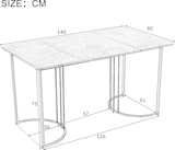 thumbnail of Essgruppe 5-teilig Esstisch mit 4 Stühlen 140x75x80 cm Grau Samt, Tischplatte in Marmor Optik aus MDF, Metallgestell