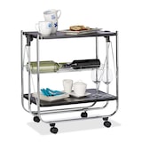 thumbnail of Relaxdays Servierwagen klappbar, 4 Rollen, Metall, 2 Böden, Gitterkorb, HxBxT 68,5 x 68 x 40,5 cm, Küchenwagen, Schwarz