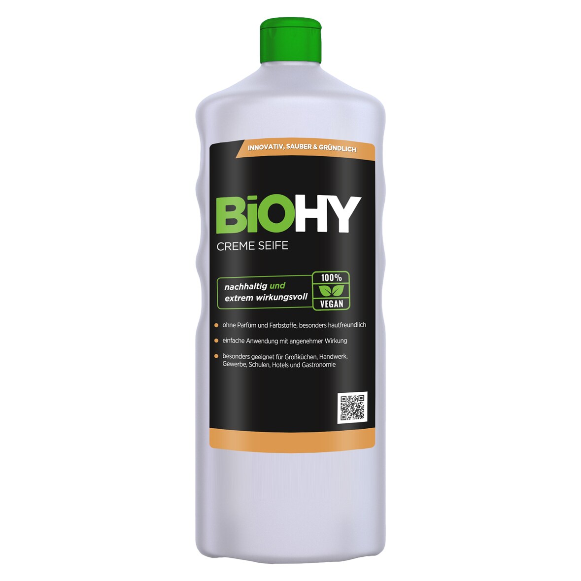 BiOHY Creme Seife (1l Flasche) | Hautschonende, rückfettende und geruchsneutrale Handseife PHOSPHATFREI | Ohne Parfüm und Farbstoffe