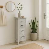 thumbnail of Kommode T18, Schubladenschrank Schrank, 4 Schubladen, 74x30x25cm Shabby-Look Vintage ~ grau