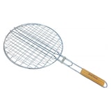 thumbnail of Grelha redonda para churrasco, cabo duplo de madeira, cesto para hambúrguer de peixe (57x30x3cm)