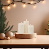thumbnail of WellHome - Set di 3 candele di cera a LED con funzione timer e design rustico