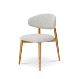 thumbnail of Lot de 2 chaises Skandi en bois massif et assise en tissu chiné gris