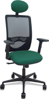 thumbnail of Silla Zulema sincro malla negra asiento bali verde botella brazos 2D ruedas 65mm cabecero