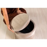 thumbnail of Pouf coffre YUMA en velours côtelé avec détail métallique et couvercle amovible, élégant, compact et parfait comme siège ou repose-pieds