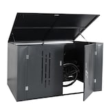 thumbnail of 4er-Fahrradgarage HWC-K64, Gerätehaus Fahrradbox mit Deckel, abschließbar Metall 121x202x150cm, anthrazit