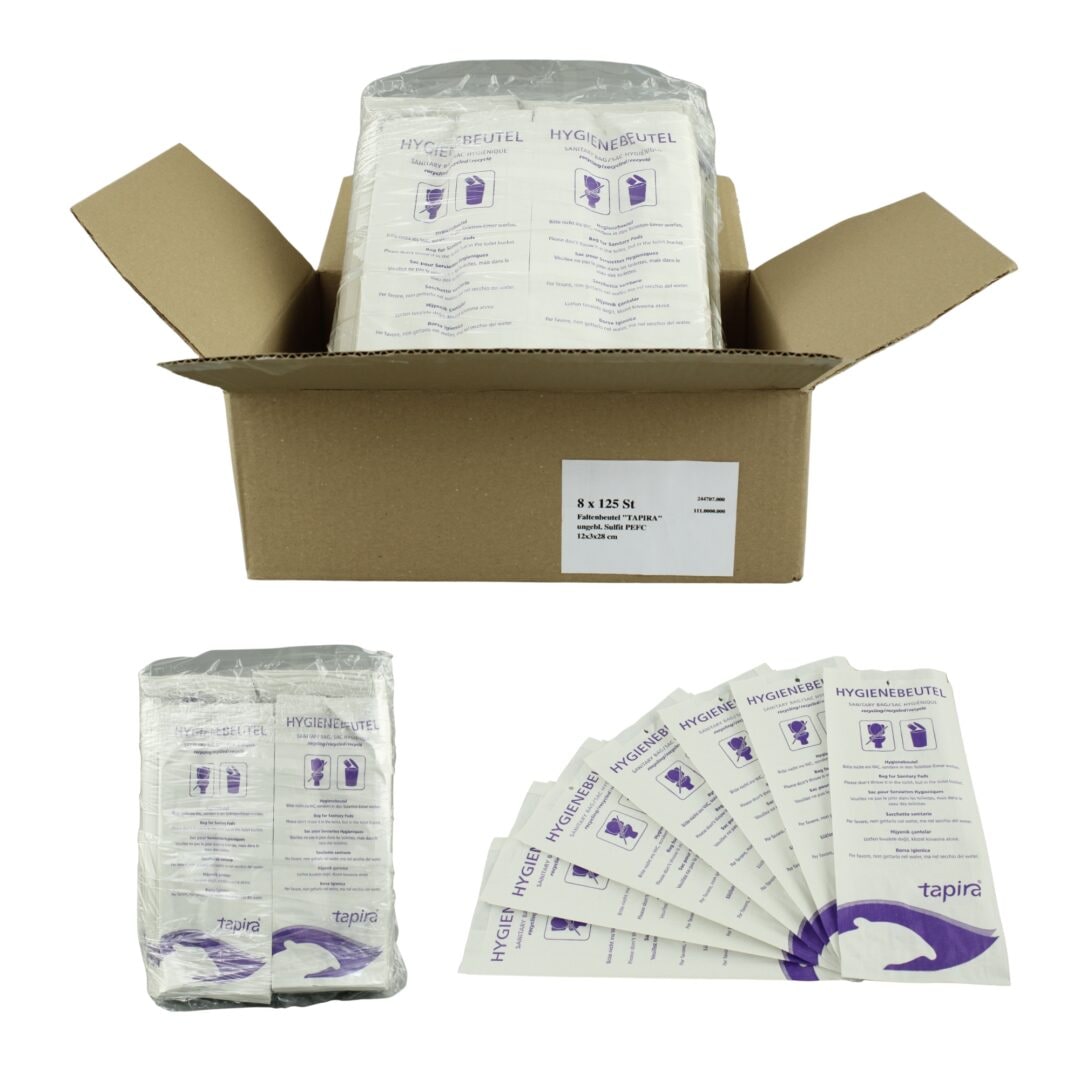 8x Tapira 7730017 Papier-Hygienebeutel, bedruckt, weiß