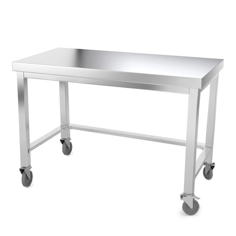 Table de travail en inox 1600 x 600 mm avec renfort sur roulettes PREMIUM / GOLDINOX