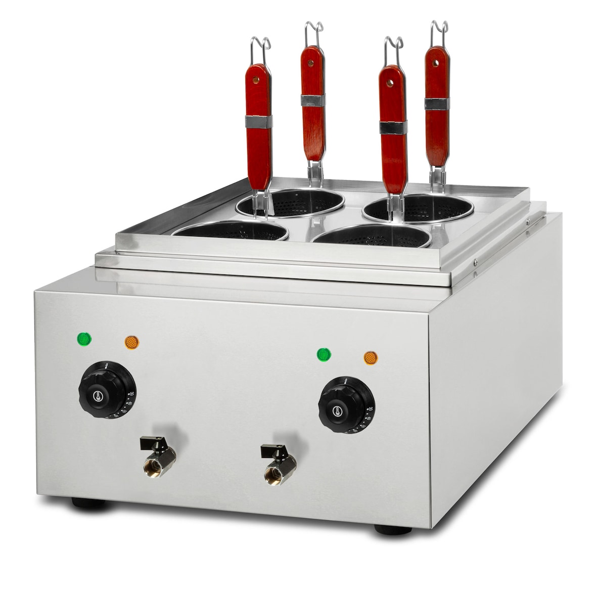 VERTES cuocipasta professionale in acciaio inox, elettrico, 2×1700 W, 2×6 L, 4 cestelli, regolazione temperatura