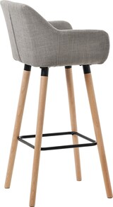 thumbnail of Barhocker MIRID - Stoff Grau 51x50x101 cm | Barstuhl Mit Lehne Tresenhocker Tresenstuhl Kneipenhocker Kneipenstuhl