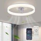 thumbnail of Ventilateur de plafond avec lumière, silencieux DC, télécommande, BLANC, Ø 50cm, tonalité lumineuse réglable et dimmable.