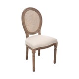 thumbnail of Chaise de table en coton Beige Lin et Bois blanchi avec dossier Cannage