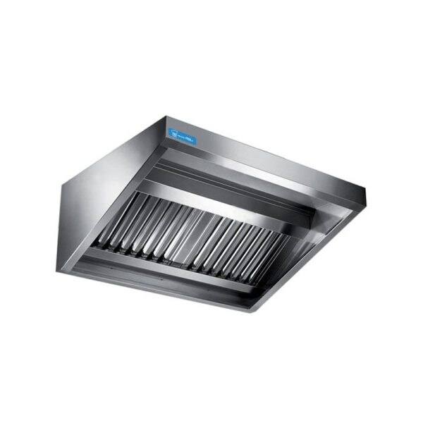 Cappa serie snack installazione a parete con motore e regolatore di velocità - dim. L2400xP700xH450 mm