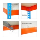 thumbnail of PROREGAL Schwerlastregal WOOD BEAST FOUR | HxBxT 200x210x45cm | 4 Ebenen | Fachlast 500kg | Blau-Orange | Werkstattregal Lagerregal Gargenregal