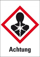 thumbnail of Dreifke® Aufkleber I Gefahrensymbol Gesundheitsgefahr GHS 08, Achtung, Folie, 105x148mm, GHS-Verordnung