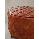 thumbnail of Sitzhocker Echtleder / Massivholz 35x46x35 cm Modern Fußhocker Rund, Turnbock Lederhocker Braun, Kleiner Hocker Gepolstert, Holzhocker mit