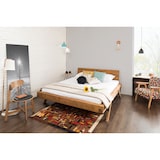 thumbnail of SalesFever Balkenbett 140 x 200 cm | Fichte-Holz | Massivholz | Y-Beine mit schwarz | B 158 x T 218 x H 90 cm | natur