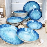 thumbnail of Marina 18tlg Tellerset blaue 6 Pers Kuchenteller Speiseteller Suppenteller