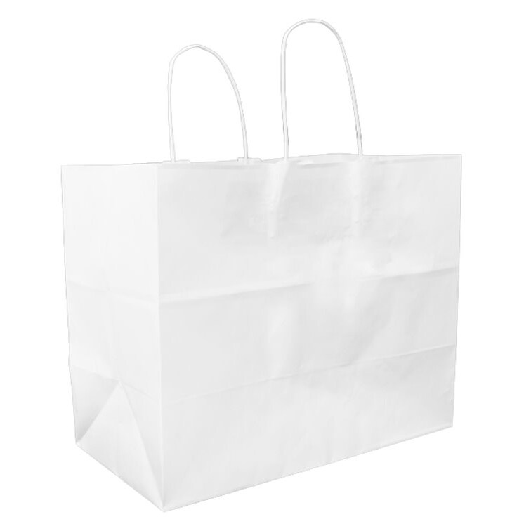 MONOUSO - Tüten Papier Weiße mit Gedrehten Griffen 80 g/m² 32+16x26cm (250 Stück)