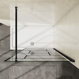 thumbnail of AICA Walkin Mampara Panel de ducha serigrafiada de línea negra Vidrio Templado de 8mm Antical con Barra 73-120cm Perfil Negro Mate (108-110)x200cm