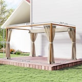 thumbnail of Pérgola de jardín 4x3 m cenador para exterior con techo retráctil mosquiteras laterales de malla y marco de aluminio para terraza patio