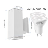 thumbnail of LED Fassadenleuchte Wandleuchte Eckig mit GU10 Fassung IP65 in weiß 2 Flammig mit Leuchtmittel Neutralweiß