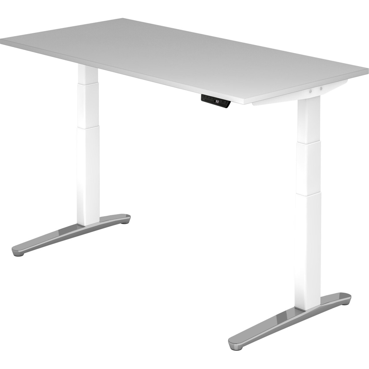 Sitz-Steh-Schreibtisch elektrisch 160x80cm Grau/Weiß-alu