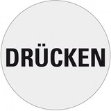 thumbnail of Aufkleber I Türhinweis Drücken, silber/schwarz, Polyester-Folie, selbstklebend, Ø 100mm
