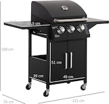 thumbnail of Outsunny barbacoa de gas con 3 quemadores termómetro 2 parrillas de gas con 2 mesas laterales armario de 2 puertas 4 ruedas frenos para BBQ