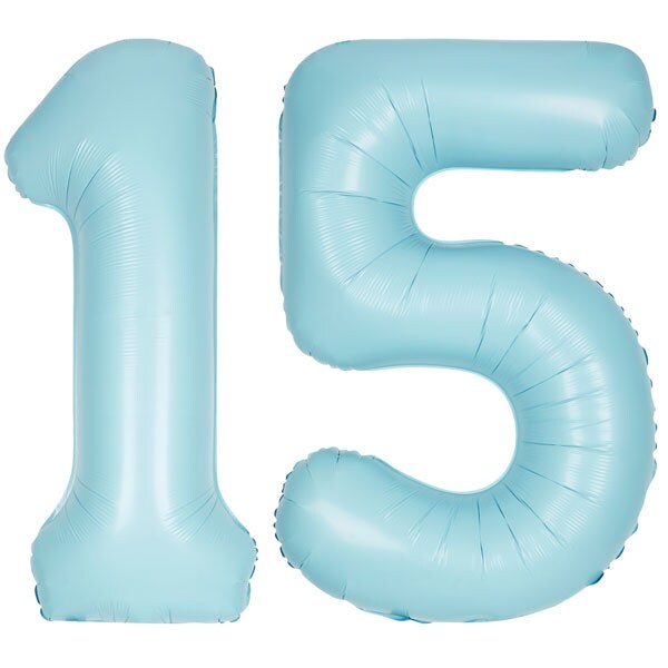 XL Folienballon hellblau Zahl 15