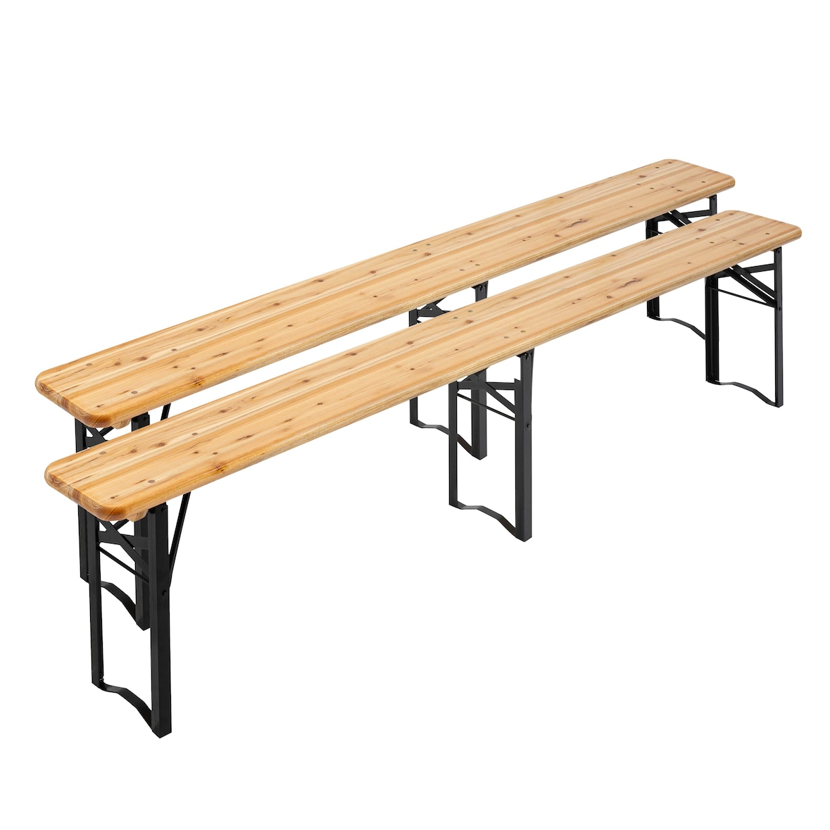 Lot de 2 bancs pliants en bois 180 cm
