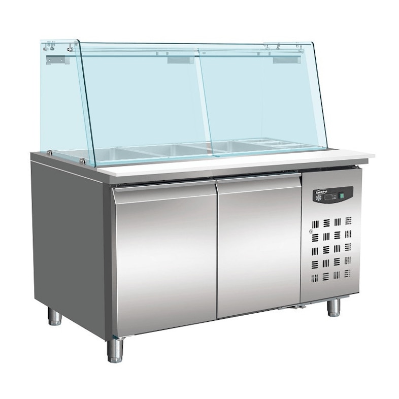 Gekoelde saladette met 2 deuren en Display3 GN 1/1 en 3 GN 1/6 bakken