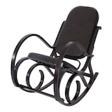 thumbnail of Schaukelstuhl M41, Schwingsessel Fernsehsessel, Massiv-Holz ~ Walnuss-Optik, Patchworkleder braun