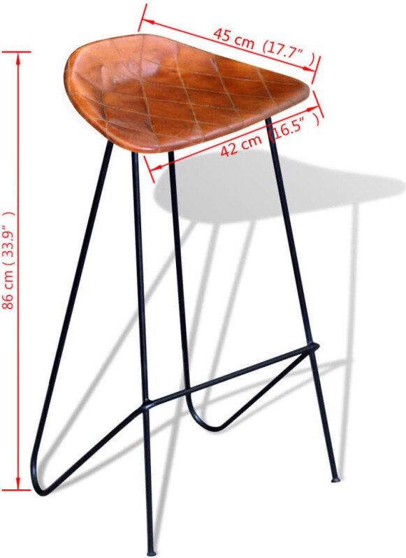 Barstühle, 2er-Set, schwarzes und braunes Echtleder, Modell Titan Signature
