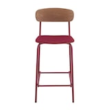 thumbnail of Set van 2 hoge stoelen in bordeauxrood hout