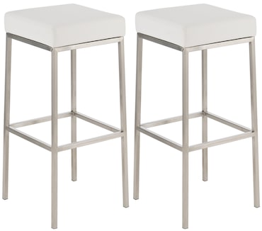 Set De 2 Taburetes Montreal ~ Altura 80 cm Acero inoxidable/Blanco