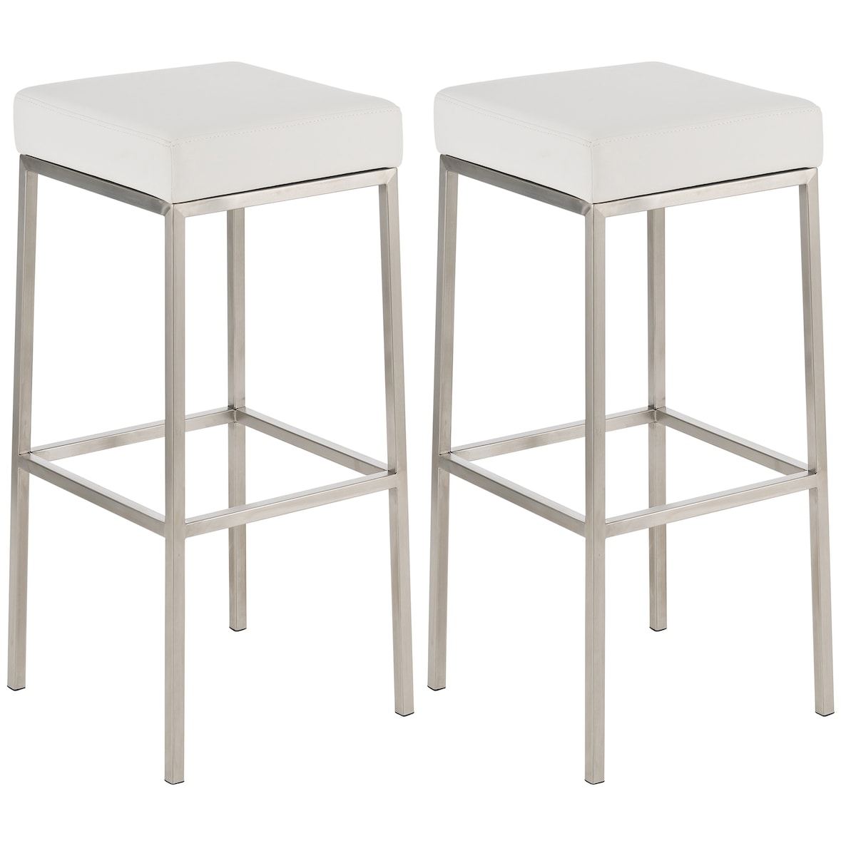 Set De 2 Taburetes Montreal ~ Altura 80 cm Acero inoxidable/Blanco