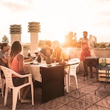 thumbnail of Relaxdays Gartentisch, Holz-Optik, runder Outdoortisch, Kunststoff, Metall, robust, Balkontisch, HxD: 75 x 80 cm, braun