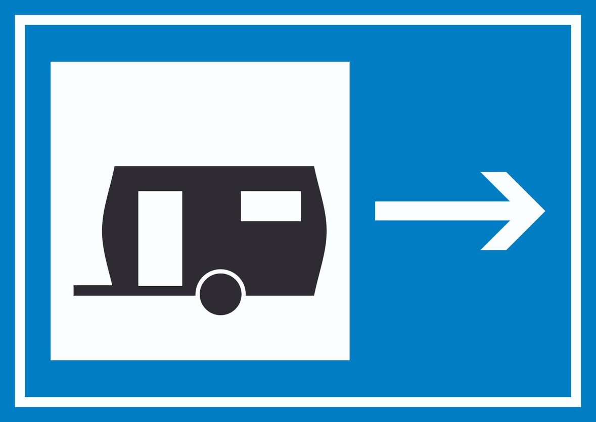 Wohnwagen rechts Symbol Schild A2 (420x594mm)