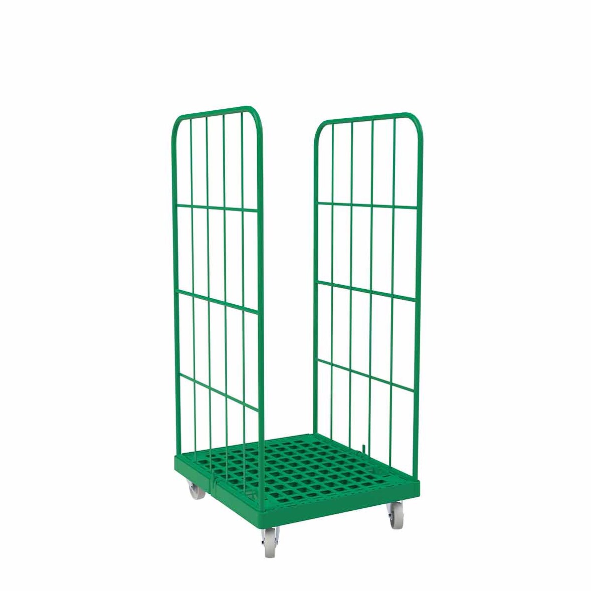 Rollbehälter Kunststoff 2-seitig, 724 x 815 x 1.630 mm, 500 kg, Nutzhöhe 1.440 mm, Verkehrsgrün