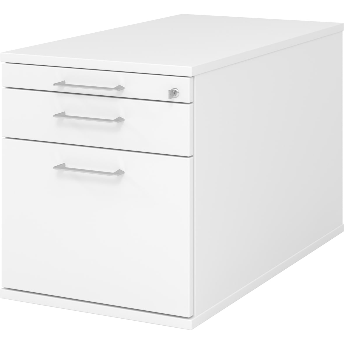 bümö Rollcontainer mit Hängeregister für Hängeordner, Container abschließbar in weiß - Rollwagen mit Hängeregistratur als Schreibtisch Unterschrank