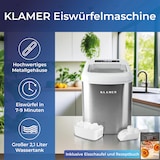 thumbnail of KLAMER Eiswürfelmaschine, 10 Eiswürfel in 7-9 Minuten, 15 kg Eiswürfel pro Tag, 2 Eiswürfelgrößen, 2,1 L Wassertank, 120 W Ice Maker mit Timer, Leise…