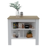 thumbnail of TUHOME Isla de cocina Cala, tres estantes y cuatro patas - Blanco / Duna