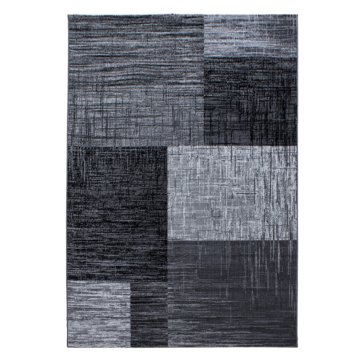 Teppich Waschbar Abstrakt-Karo Modern Strapazierfähig Esszimmer Flur Schwarz 280x370 cm OEKO-TEX Schadstoffgeprüft – INN von Kadima Design