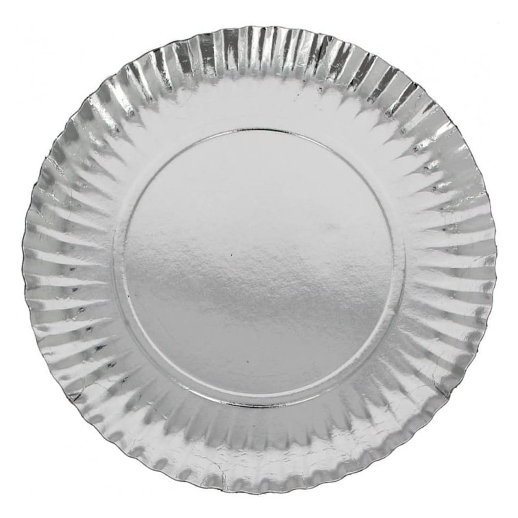 MONOUSO - Pappteller Rund Silber 35cm (5 Stück)