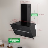 thumbnail of A+++ Kopffreie Dunstabzugshaube 60cm Umluft & Abluft mit 720 m³/h Luftleistung, Abzugshaube mit 2 Aktivkohlefiltern, 1 Fettfilter, 3 Stufen & Booster