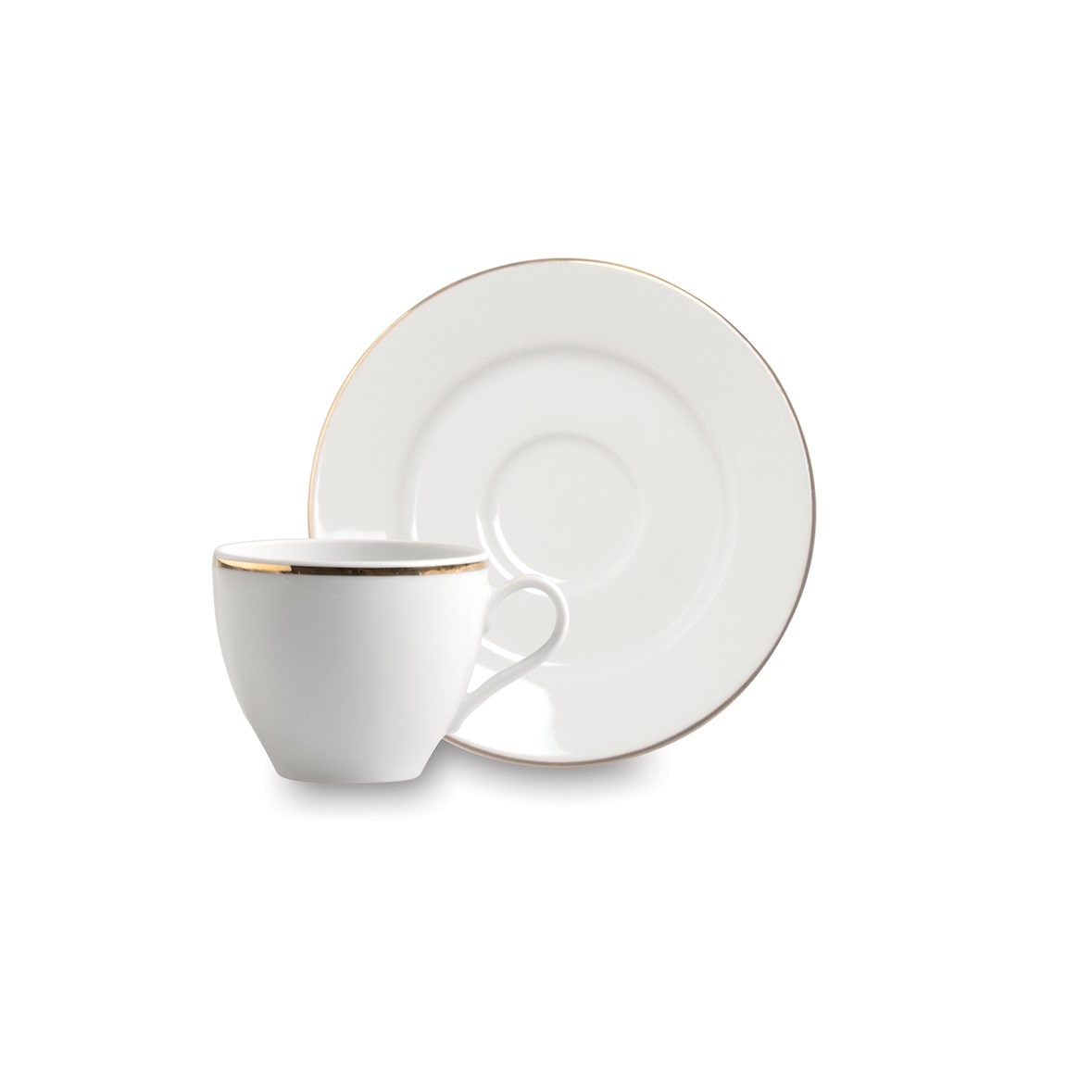 Excelsa lot de 6 tasses à café avec des soucoupes Gold porcelaine 10 cl blanc